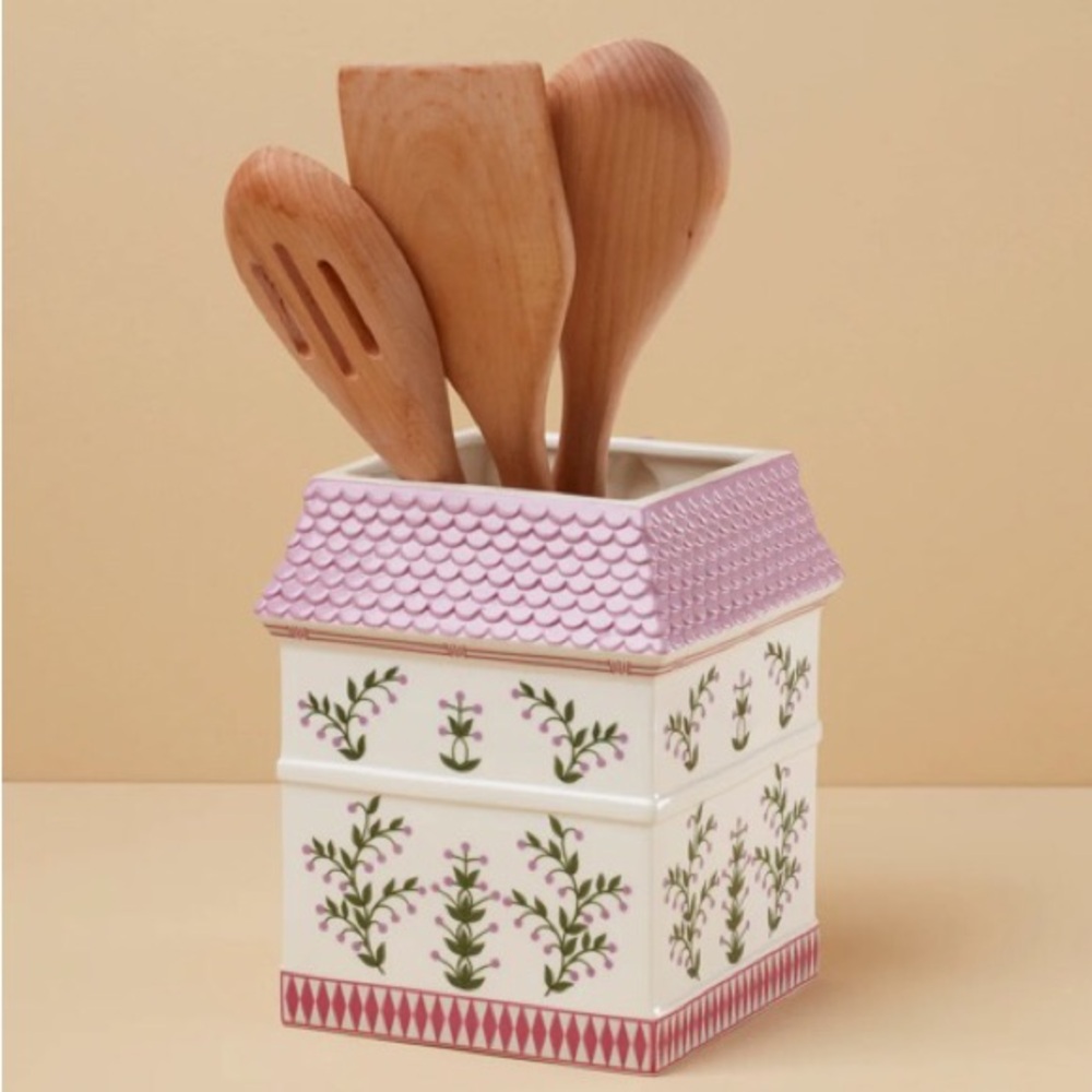 Lenox Spice Village Utensil Holder with Wooden Utensils New In Box NWT - Picture 3 of 9